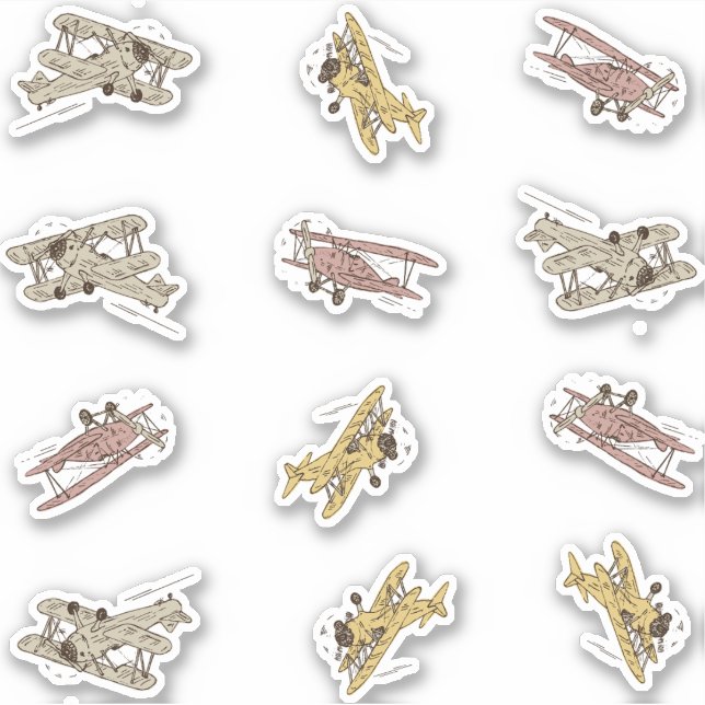 Adesivo Roaring Art Deco Bi-planes - recorte personalizado (Frente)