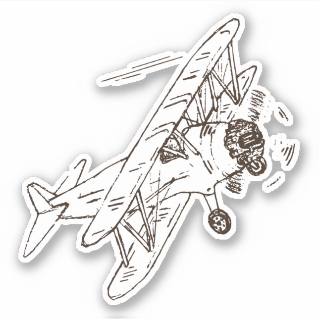 Adesivo Roaring Art Deco Bi-planes - solteiro esboçado. (Frente)