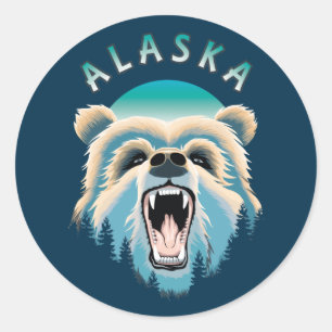 Adesivo Roaring Grizzly Bear Face - Alasca Willife