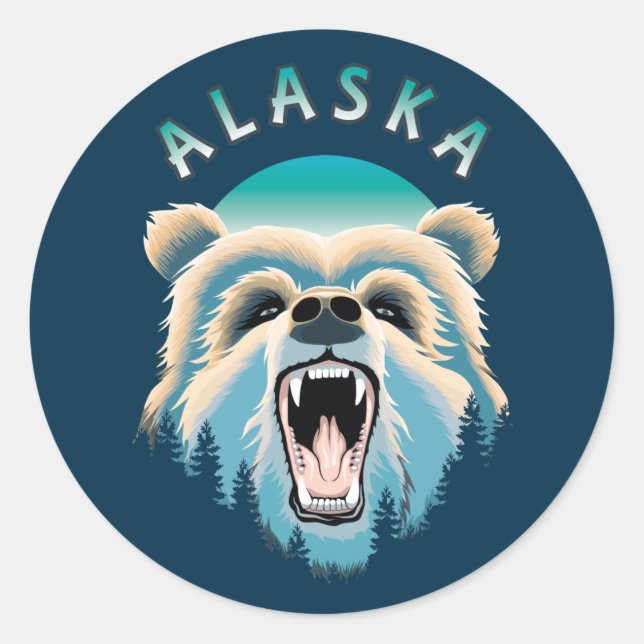 Adesivo Roaring Grizzly Bear Face - Alasca Willife (Frente)