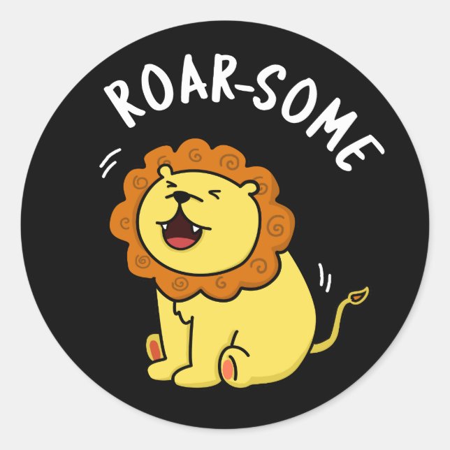 Adesivo Roarsome Funny Roaring Lion Pun Dark BG (Frente)