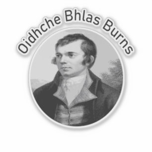 Adesivo Robbie Burns - Oidhche Bhlas Burns Gaélico em Cinz