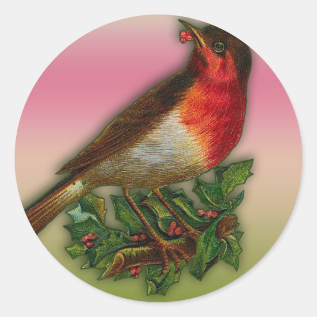Adesivo Robin Redbreast com Holly Berry Cards (Frente)