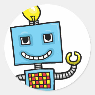 Adesivo Robô azul de desenho animado retrô