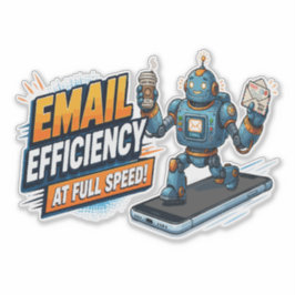 Adesivo Robô de Produtividade de E-mail Rápido