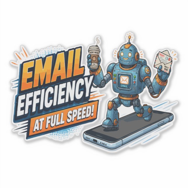 Adesivo Robô de Produtividade de E-mail Rápido (Frente)