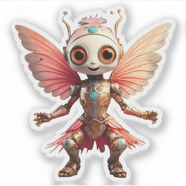 Adesivo Robô Pixie Dançante Coral Gold Fofo (Frente)