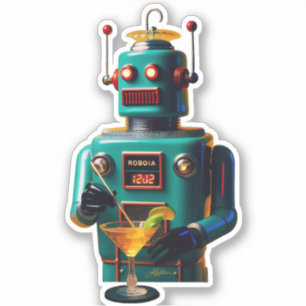 Adesivo Robô Retro Futurista ROBIA 12J2 Mixologista
