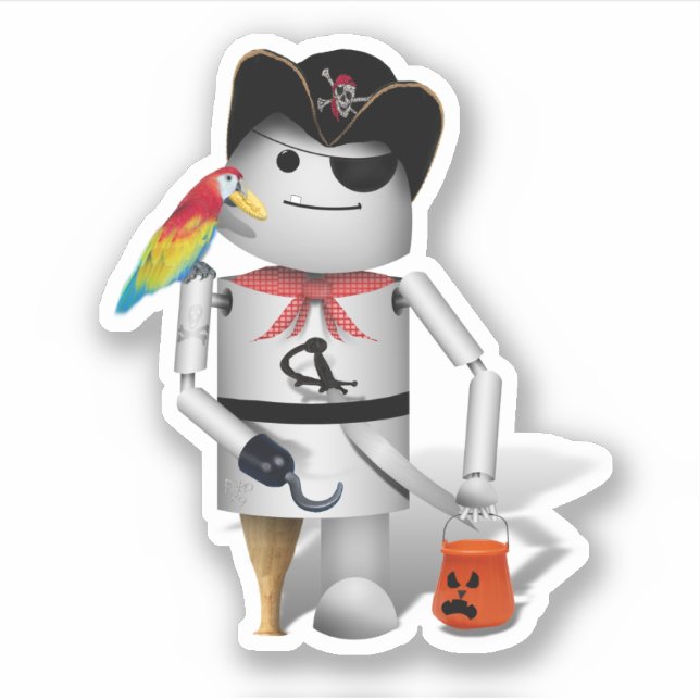 Adesivo Robo-x9 Robot Pirate Halloween (Frente)