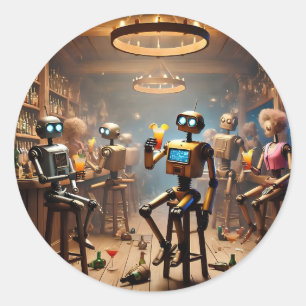 Adesivo robots having fun in a bar