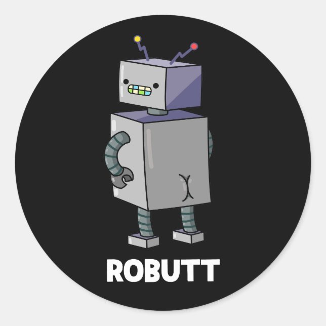 Adesivo Robutt Funny Robot Pun Dark BG (Frente)