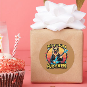 Adesivo Rocha e Roll German shepherd Retro Arte Sunset