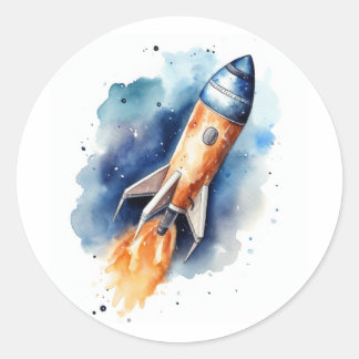 Adesivo Rocheteiro de Aquarela voando pelas estrelas