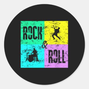 Adesivo Rock &amp; Roll Music Vintage Retro 80s Drums Guit