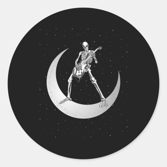 Adesivo Rock And Roll Skeleton Tocando Guitarra Rock Na Lu (Frente)