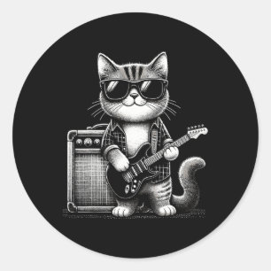 Adesivo Rock Cat tocando violão