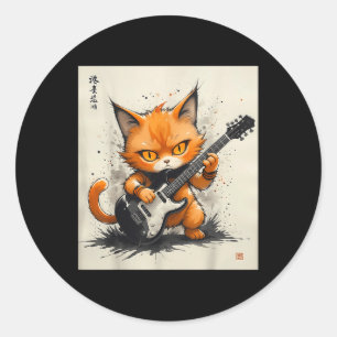 Adesivo Rock Cat Tocando Violão Engraçado