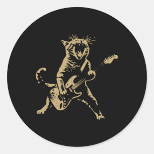 Adesivo Rock Cat Tocando Violão - Gato de Violão Engraçado
