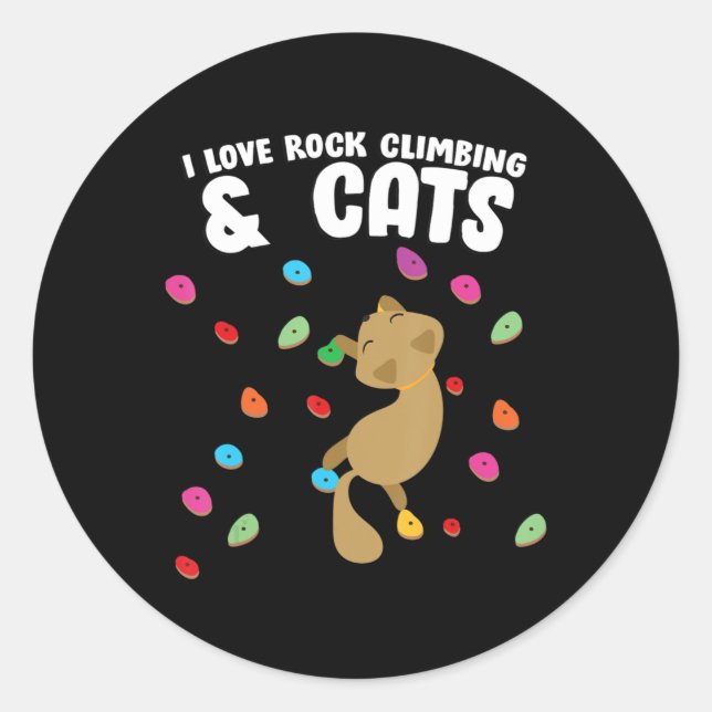Adesivo Rock Climbing & Cat Love Cute Birthday  (Frente)