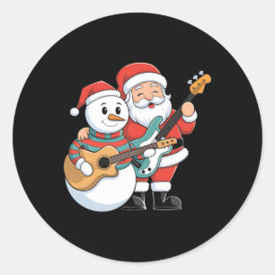 Adesivo Rock Guitar Snowman E Papai Noel Tocando Violão