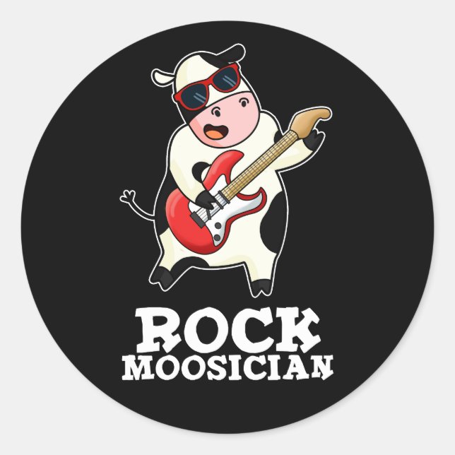 Adesivo Rock Moossinger Engraçado Cow Musico Pun Dark BG (Frente)