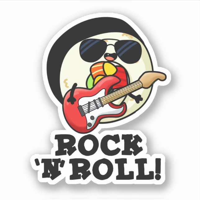 Adesivo Rock n Roll Funny Sushi Roll Pun (Frente)