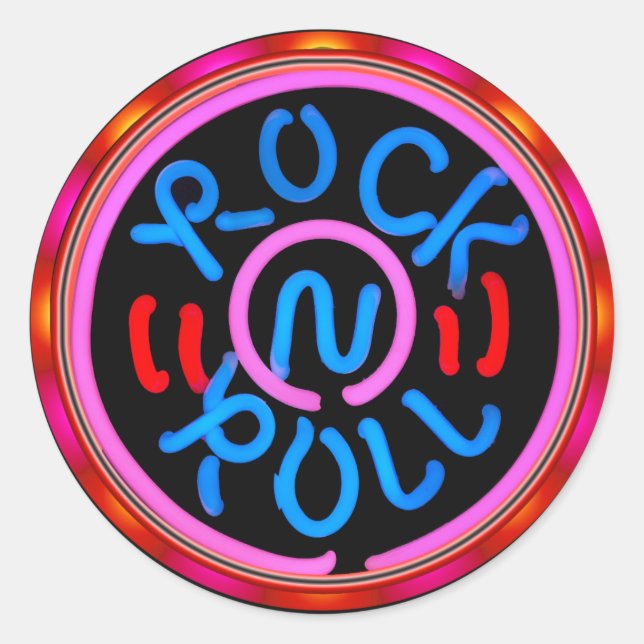 Adesivo Rock n Roll Música Neon Sinal Stickers (Frente)