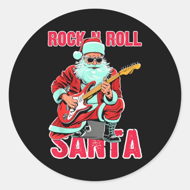 Adesivo Rock N Roll Santa Playing Guitar Christmas  (Frente)