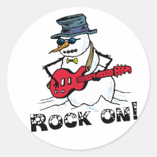 Adesivo Rock On Guitar Jogando Snowman