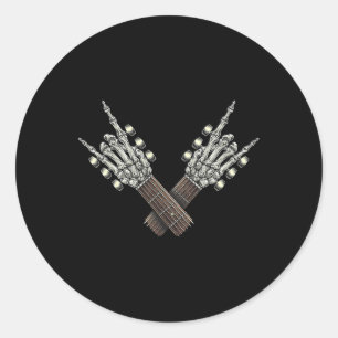 Adesivo Rock On Guitar Neck Rock And Roll Halloween Skelet