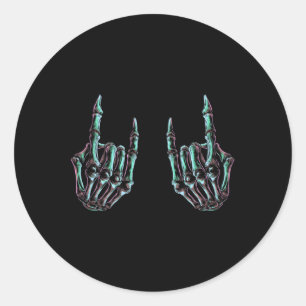 Adesivo Rock On Rock Star Skeleton Hands - Banda De Concer