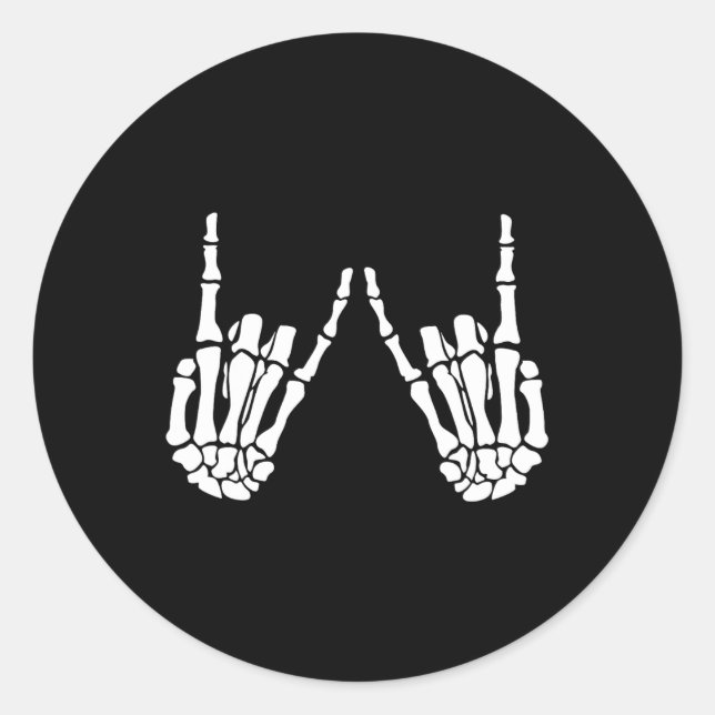 Adesivo Rock On Rock Star Skeleton Mãos Figurino De Hallow (Frente)