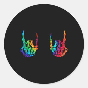 Adesivo Rock On Rock Star Skeleton Mãos Rocker Halloween