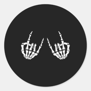 Adesivo Rock On Rock Star Skeleton Mãos Rocker Spooky Hal