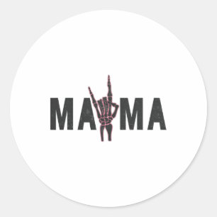 Adesivo Rock On Skeleton Mama Halloween Vintage Tee W