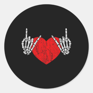 Adesivo Rock Skeleton Coração Da Mão E Roll