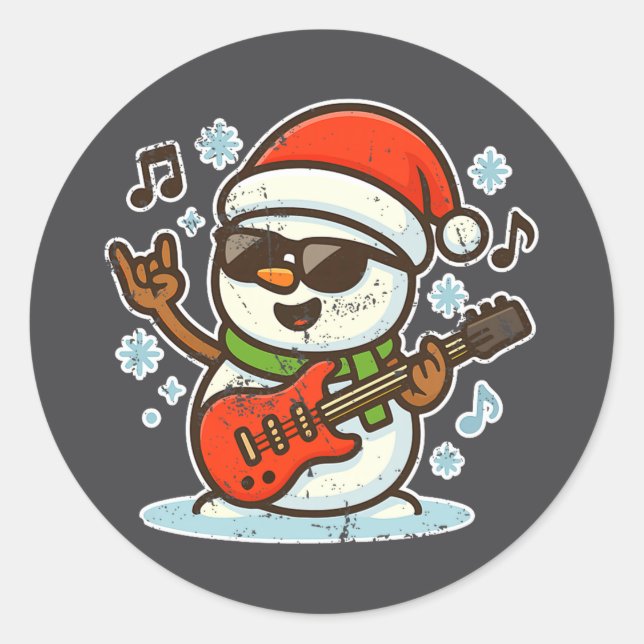 Adesivo Rock Snowman With Guitar Premium Tri-blend  (Frente)
