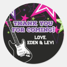 Rock Star Aniversário Guitarra Estrelas Rosa Púrpu