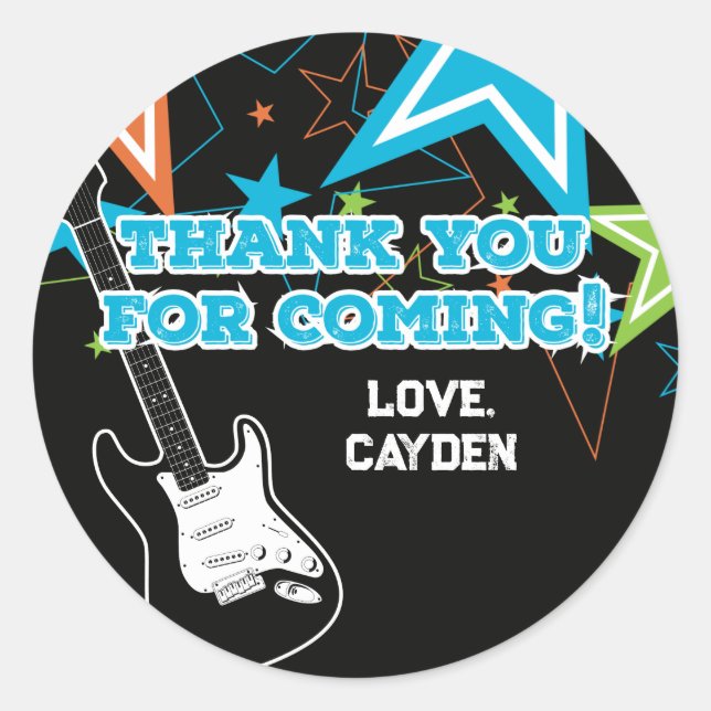 Adesivo Rock Star Aniversário Violão (Frente)