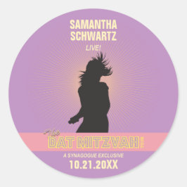 Adesivo Rock Star Bat Mitzvah Sticker-Purple-Rosa