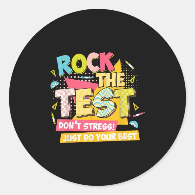Adesivo Rock The Test Day Motivational Retro Teachers Test (Frente)