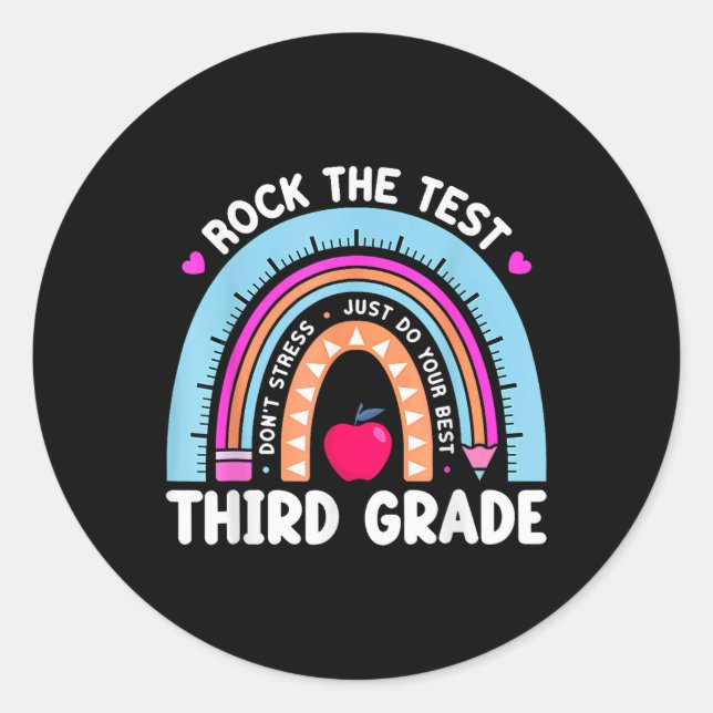 Adesivo Rock The Test Day Third Grade Teacher (Frente)