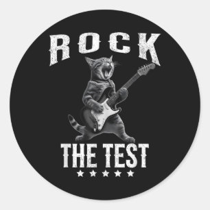 Adesivo Rock The Test Teacher Day Cat Lover State Tes