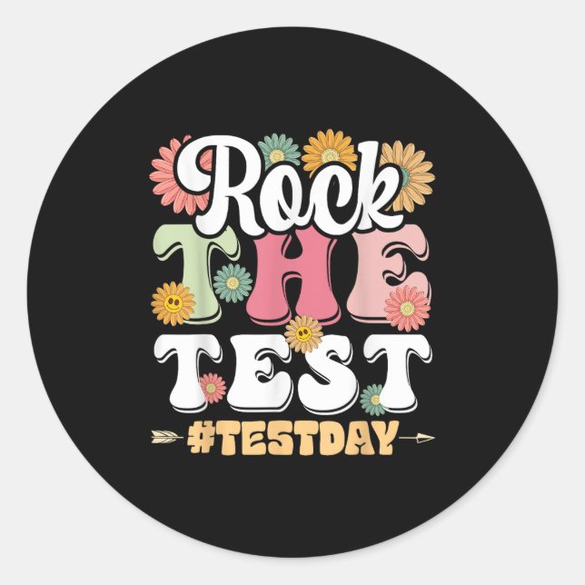 Adesivo Rock The Test Testing Day Groovy Motivational Teac (Frente)