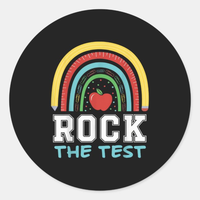 Adesivo Rock The Test Testing Day Retro Motivational Teach (Frente)