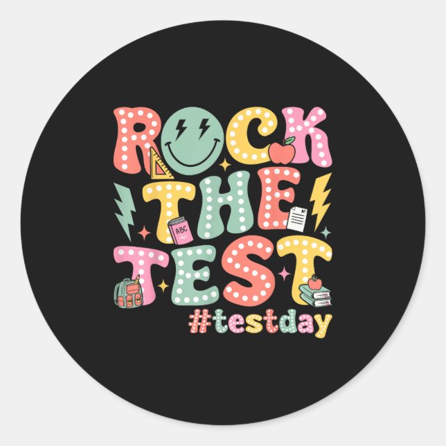 Adesivo Rock The Test Testing Day Retro Motivational Teach (Frente)