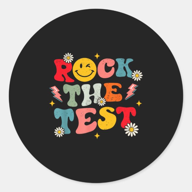 Adesivo Rock The Test Testing Day Retro Motivational Teach (Frente)