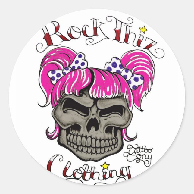 Adesivo Rock Thiz Clothing & Tattoo Tony Pink Ponytails (Frente)