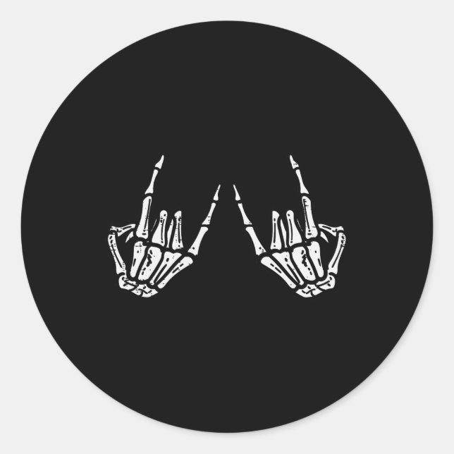 Adesivo Rocker Hand Sinal Skeleton Retro Halloween Men (Frente)