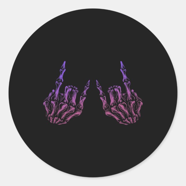 Adesivo Rocker Hand Sinal Skeleton Retro Halloween Men (Frente)